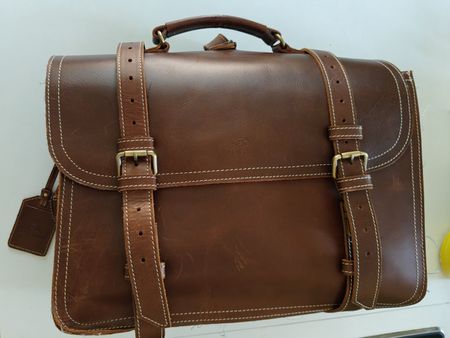 WALKER ALMADIH Leder Aktentasche Rucksack Braun Vintage