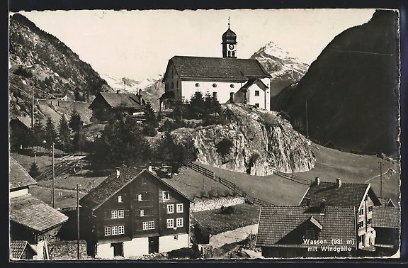 Cartoline postali: AK Wassen, Kirche und Windgälle, 1942 – Usato da Berlin venduto da bartko-reher