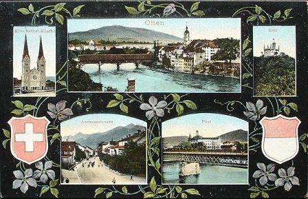Ansichtskarten: OLTEN Kirche - Säli - Aarauerstrasse - Post – Neu (gemäss Beschreibung) aus Jona von philajona