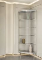 Eck-Glasvitrine, ESG Weiss & Silber (B.58cmxT.58cmxH.190cm)