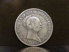 Replika einer antiken Silbermünze 20 REALES 1852 ESPANA