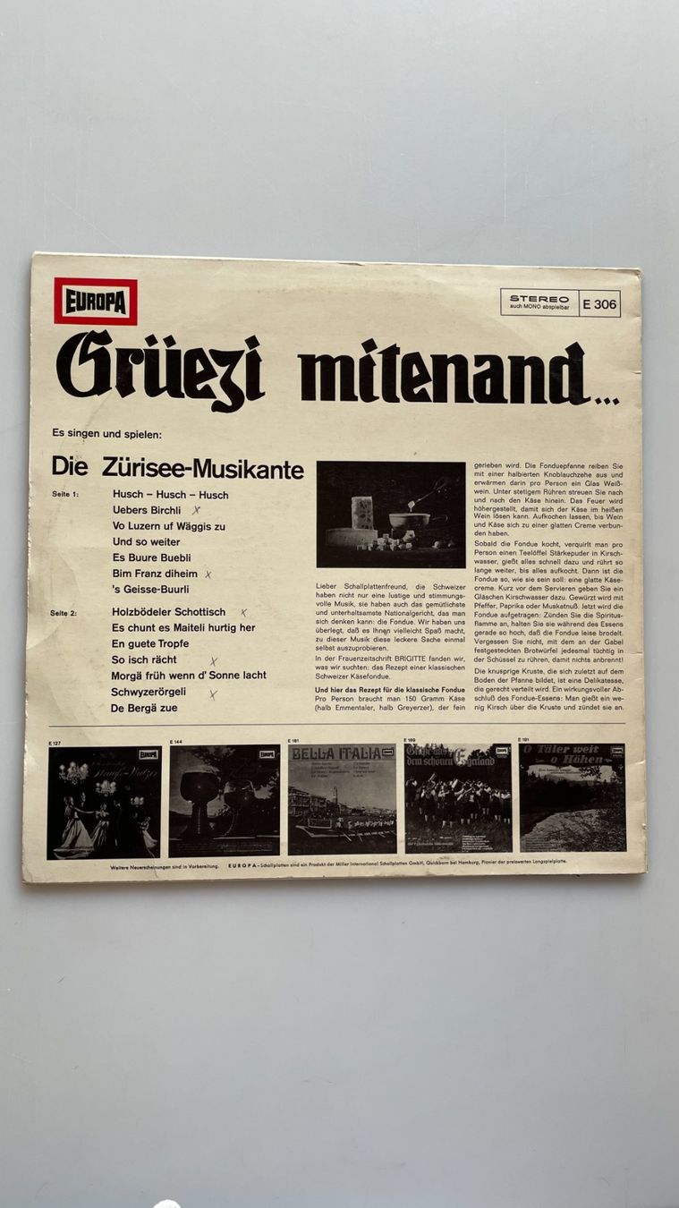 Schallplatten: Grüezi mitenand - Schallplatte – Gebraucht aus Glattfelden von markweb 1