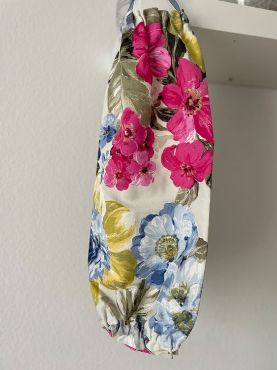 Plastiktütenhalter Aus Polyester – Wandhängend, Mit Kordelzug, Blumiges Design