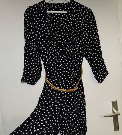 Zara Jumpsuit, schwarz/weiss gepunktet, Grösse XS