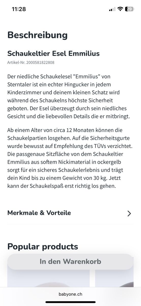 Altre altalene da giardino: Schauckeltier Sterntaler – Nuovo (secondo la descrizione) da Niederhasli venduto da sev_d7hq 5
