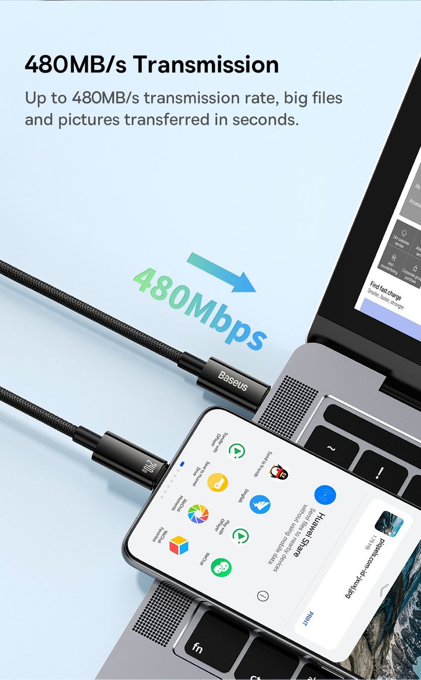 Baseus Cavi: Baseus 240W USB Typ C Datenkabel Ladekabel Fast Charge, 2m – Nuovo e nell'imballaggio originale da Romanshorn venduto da pfimex 5