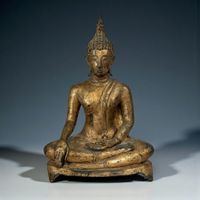 Thailand Buddha Bronze Rattanakosin Stil 30,5cm Bhumisparsha