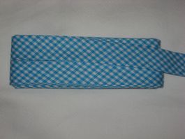 Schrägband BW türkis / weiss kariert