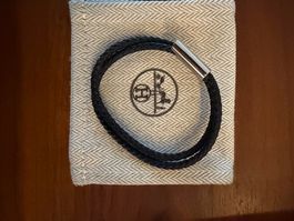 Hermès Double Tour Armband Leder Schwarz mit H-Verschluss...