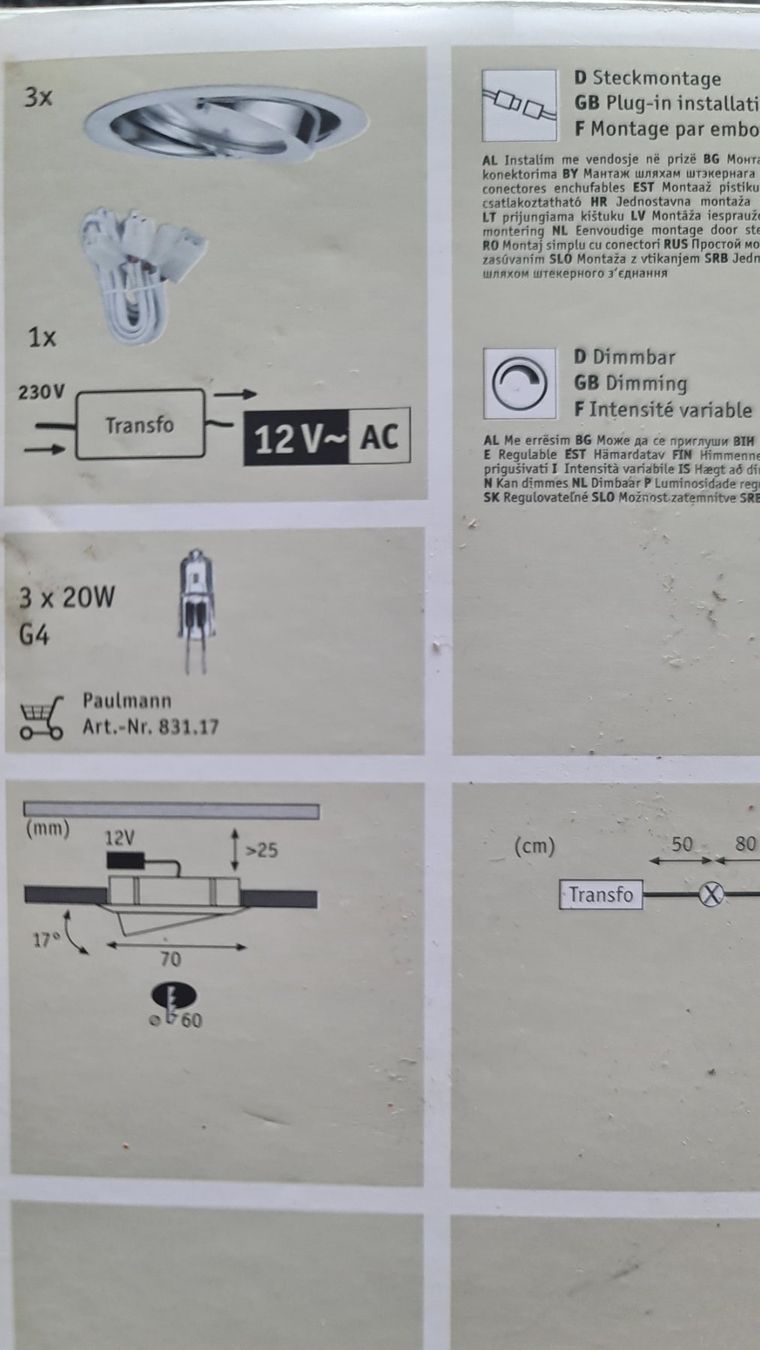 Lampade: Paulmann Einbauleuchte 3er 20W mit Trafo – Nuovo (secondo la descrizione) da Uerkheim venduto da Justi.y 4