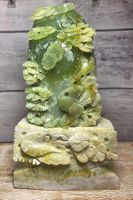Xiu Jadeit Ornament handgeschnitzt Feng Shui 2-teilig 3.6kg
