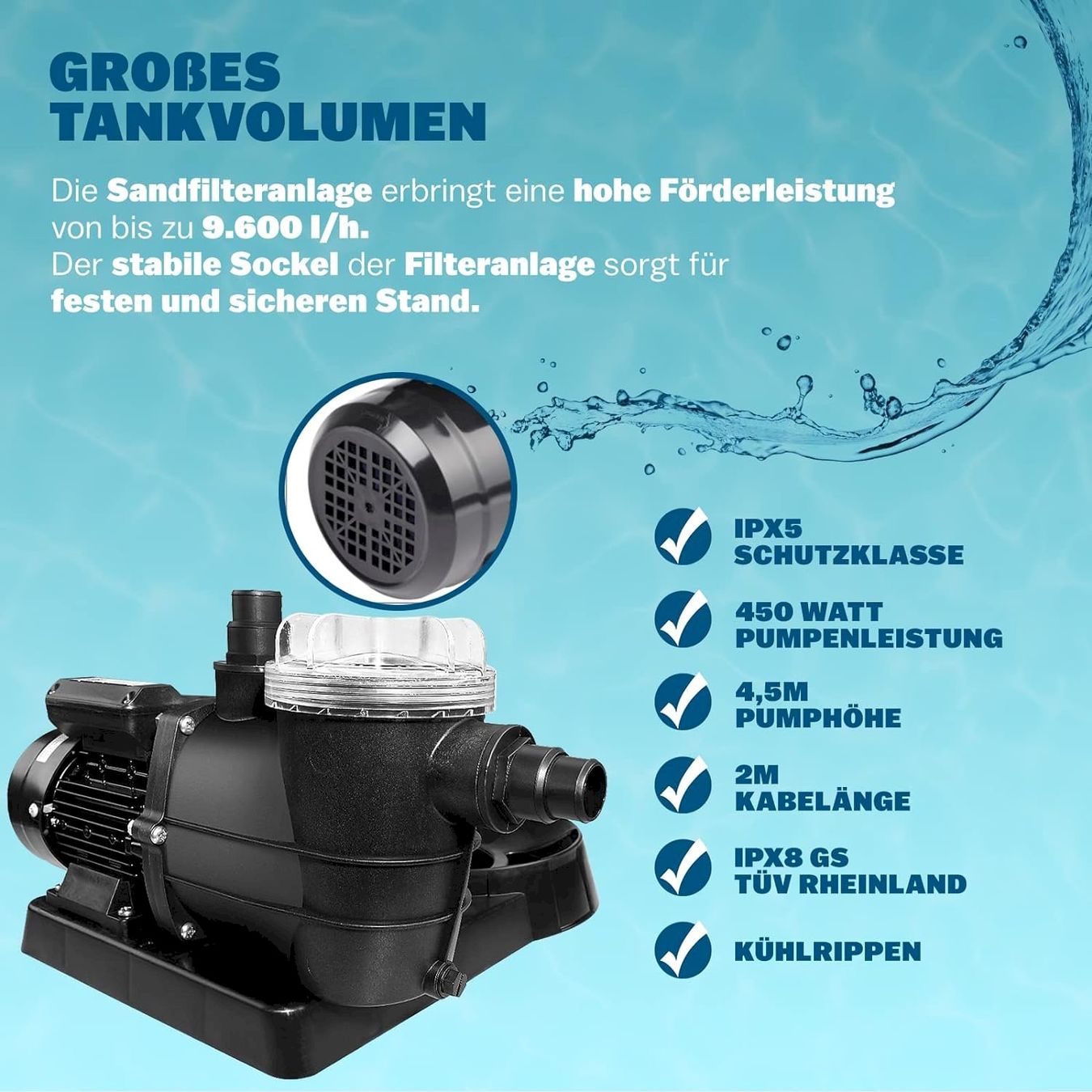 Piscine: Monzana Sandfilteranlage 9.600 L/h – Nuovo e nell'imballaggio originale da Bottighofen venduto da zaap 2