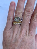 Bague argent avec pierre carrée grise taille 52