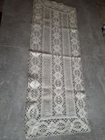 Chemin de table crochet lin et coton vintage beige 