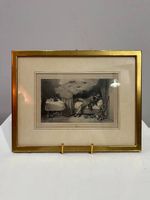 Antike Lithografie "Rêve" im goldenen Rahmen - France 1865