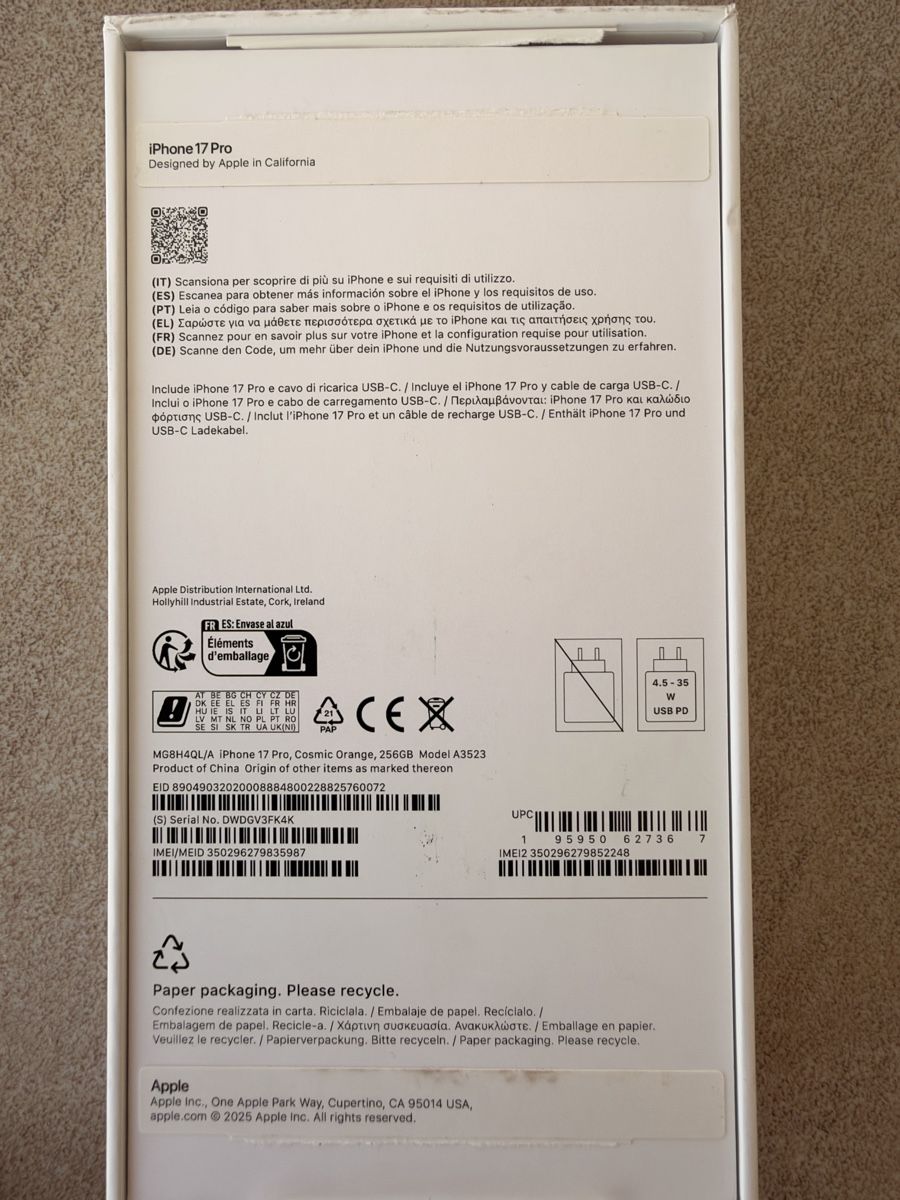 Apple Telefoni cellulari / Smartphones: Apple iPhone 17 Pro 256GB Cosmic Orange – Usato da oberbipp venduto da sigi83 7