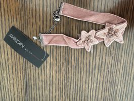 Marc Cain Halsband,Collier aus Stoff mit Sternen mit Steinen