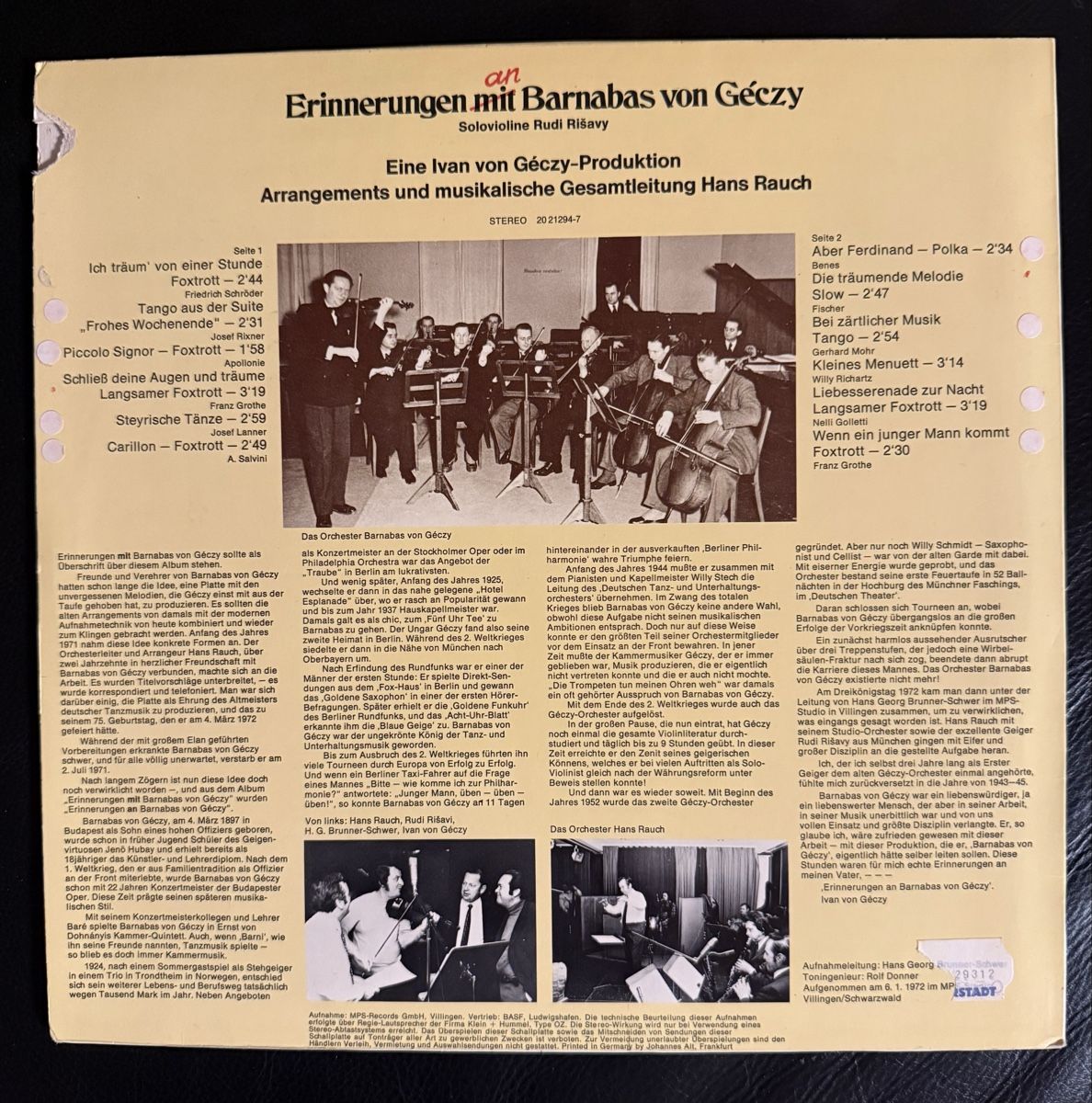 Schallplatten: Barnabas von Géczy - Schallplatte LP – Gebraucht aus Goldach von Messerguru 1