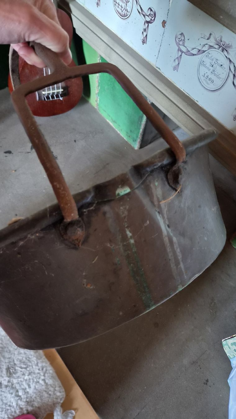 Pentole: Kupfertopf mit Henkel alt ca. 40 cm Durchmesser – Usato da Kölliken venduto da Upcycling-by-Mc-TAM 2