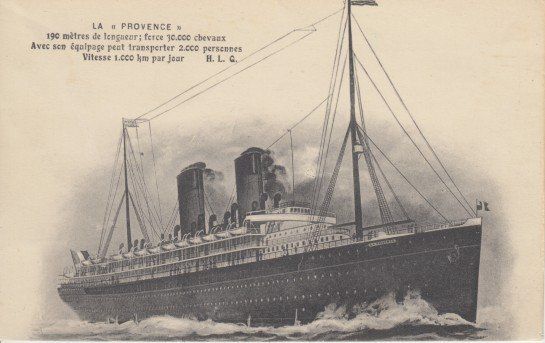 Cartoline postali: Provence, Cie Générale Transatlantique, 1919 – Usato da Zuerich venduto da OceanLinerPostcards