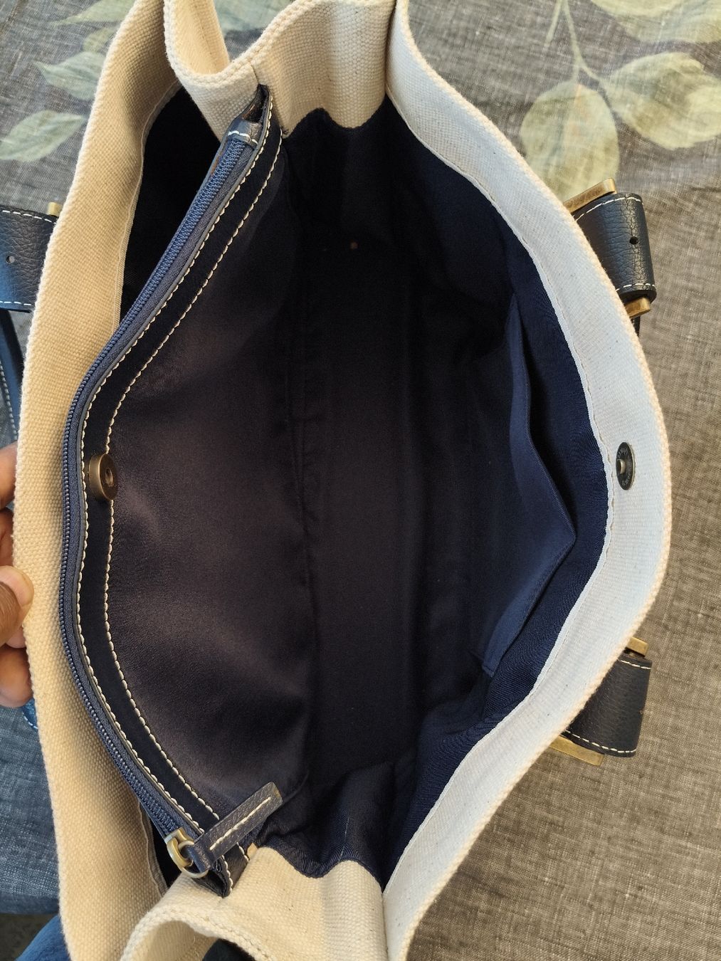 Tessuti: Pack easy canvas leather handle handbag beige blue go – Usato da Zürich venduto da sha_vw65 3