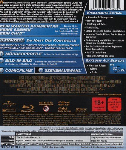 Tutti i DVDs: Wanted [Blu-ray] – Nuovo (secondo la descrizione) da Laupen ZH venduto da Moviesammler 1