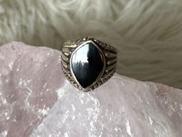 Vintage Silberring 925 mit schwarzem Stein