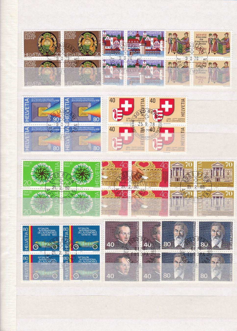 Alle Briefmarken: SCHWEIZ  4er-Block Sammlung – Gebraucht aus Gretzenbach von Sikim 5