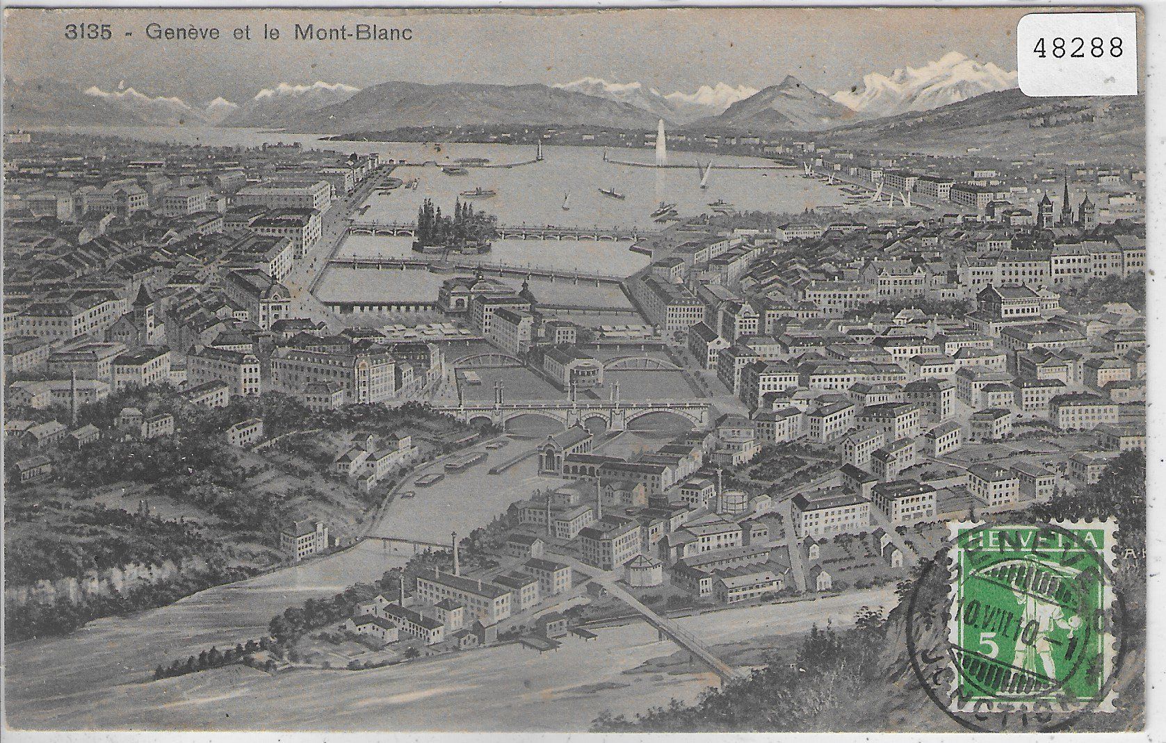 Cartoline postali: Geneve et le Mont-Blanc - Panorama – Usato da Ettingen venduto da Kartenplanet