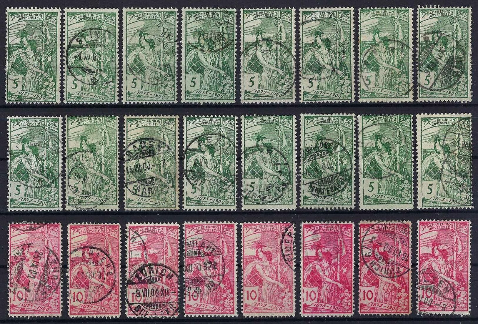 Tutti i francobolli: 1900 U.P.U. verschiedene gute Werte gest. – Usato da Hitzkirch venduto da walti1959