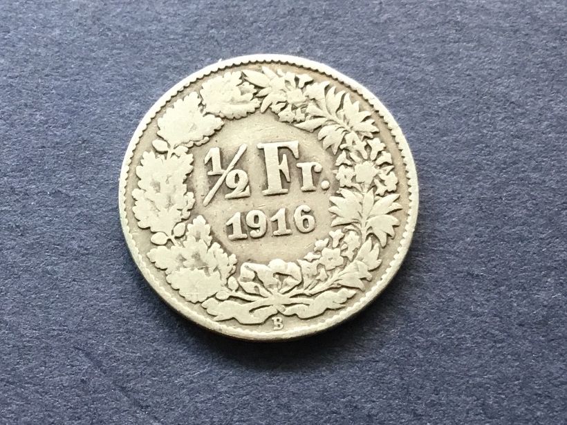 Alle Münzen: 50 Rappen 1916 – Gebraucht aus St. Margrethen SG von alfapeugeot10