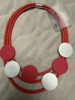 Moderne Designer-Halskette Rot/Silber mit Magnetverschluss