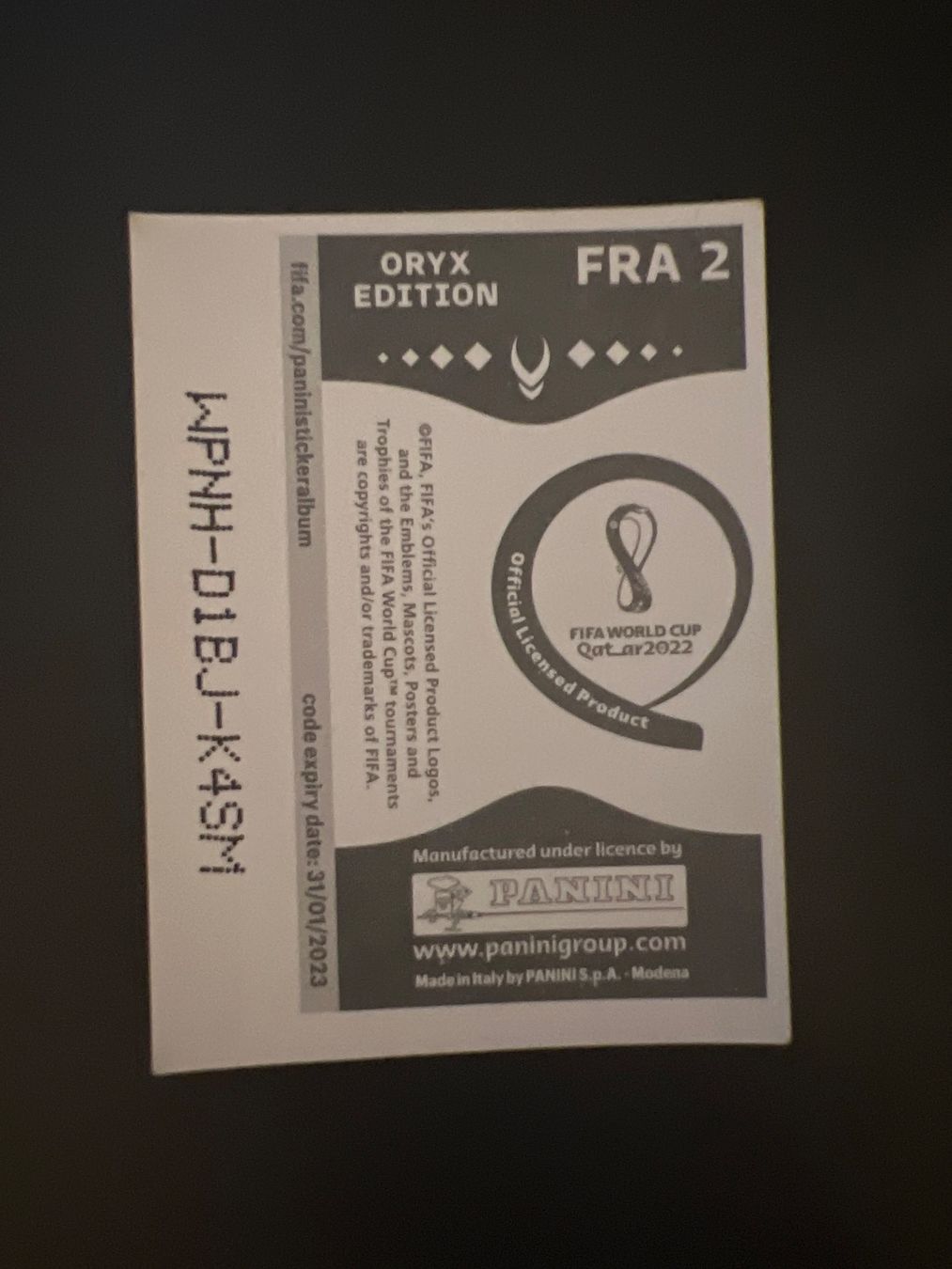 Panini Carte collezionabili: Panini Qatar 2022 Oryx Edition FRA2 – Nuovo (secondo la descrizione) da Dietikon venduto da Emoruk 1