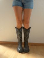 Cowboy Stiefel Damen Grösse 42.5 Dunkelgrau TOP Zustand