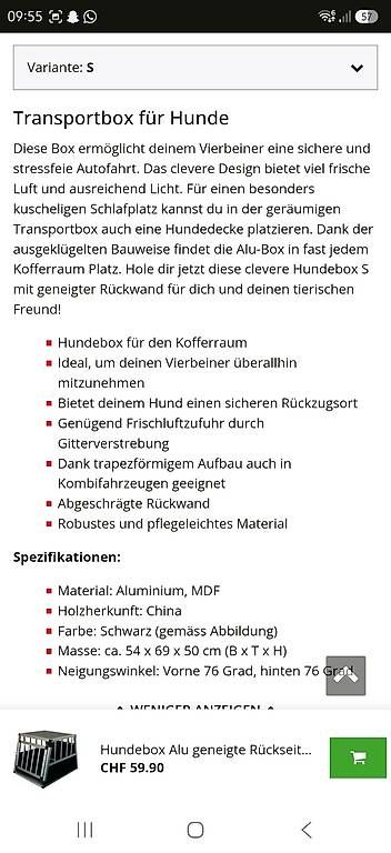 Käfige, Transport & Sicherheit: Hundebox – Gebraucht aus Alberswil von La1707 3