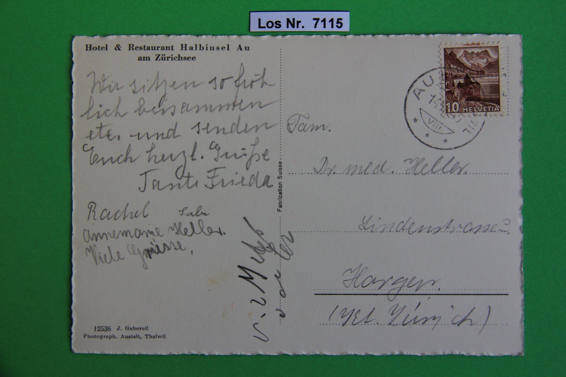 Cartoline postali: CH Ansichtskarte Halbinsel Au 30iger Jahre          Los 7115 – Usato da Volken venduto da jukon65 1