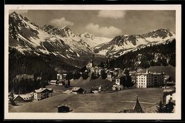 AK Arosa, Ortsansicht mit Bergpanorama