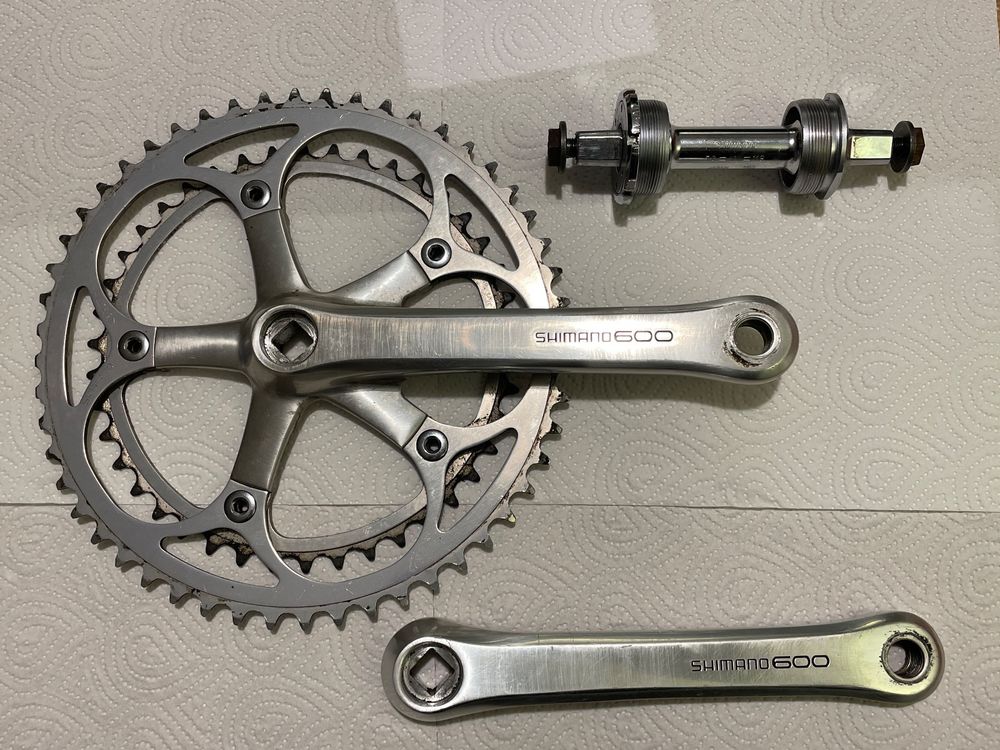Pédalier Vintage Shimano 600 FC-6400, 170mm, Double Plateau, 130 BCD, Japon, Occasion
