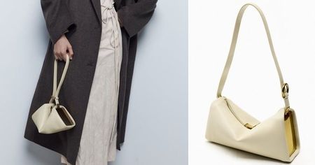 Weisse Zara Baguette Bag mit Gold