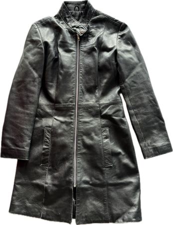 Manteau court Femme Cuir Noir Taille M Vintage