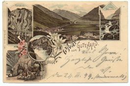 LITHO Gruss vom GOTTHARD Postkutsche