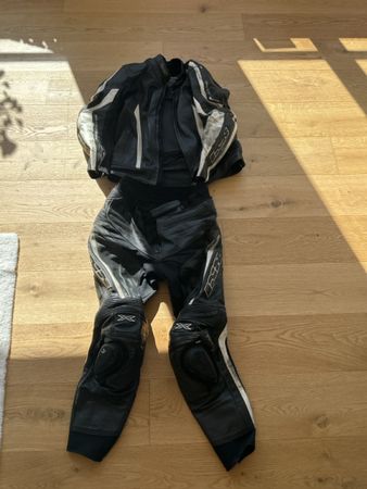 Motorrad Lederkombi IXS schwarz weiss Grösse 52