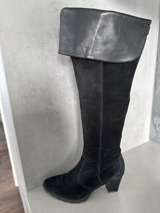 Elegante schwarze Wildleder Stiefel Gr. 37,5 1