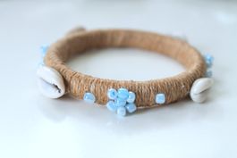 ARMREIF mit Muscheln & Perlen Blau  Neu & Ovp!