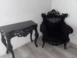 Barock-Sessel mit Beistelltisch Gothic/Luxus Stil