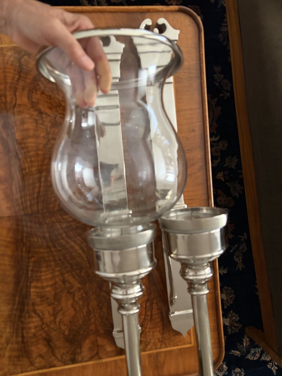 Lampen: Wandleuchter Windlicht Hurricane Datcha 2er Set vernickelt – Gebraucht aus Zürich von mimikiki100
