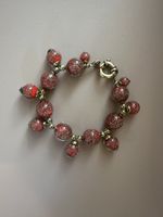Armband aus venezianischem Muranoglas, rot/gold, 21cm