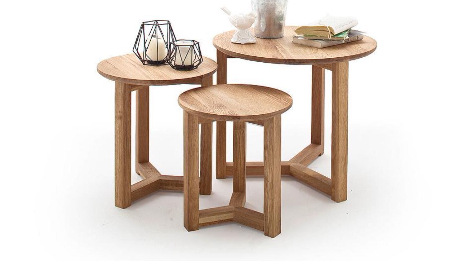 Tischset: Beistelltische 3er Set Asteiche massiv – Neu und originalverpackt aus Kriens von Mikado-Geschenke 1
