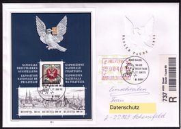 ATM 10_BASLER TAUBE-BLOCK_R-FDC M. Berry!_nach Deutschland !