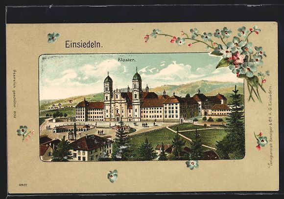 Ansichtskarten: Präge-AK Einsiedeln, Kloster mit Umgebu – Gebraucht aus Berlin von bartko-reher